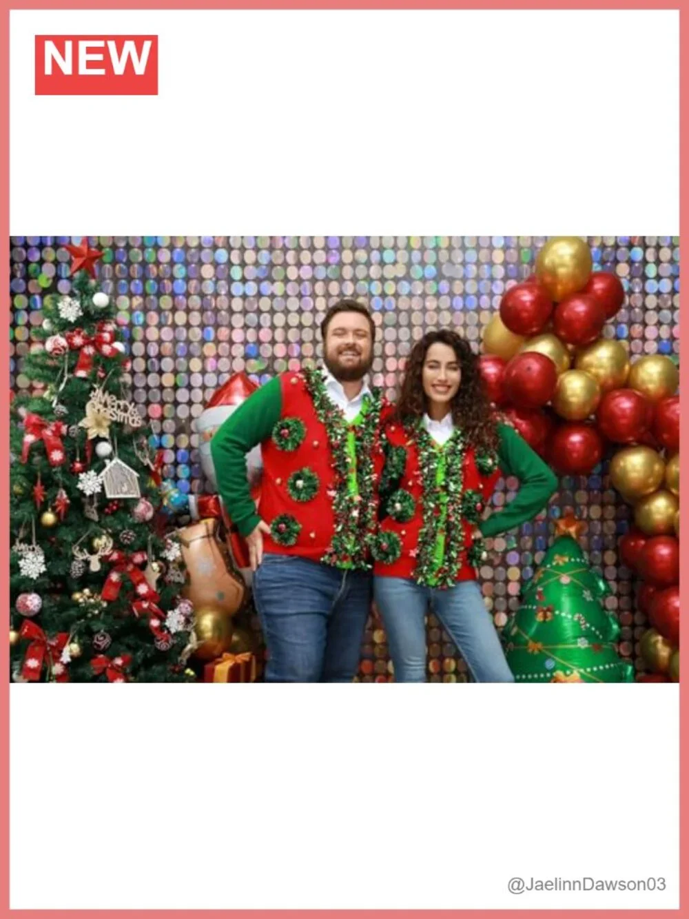 Ugly Christmas Sweater 3D Tinsel Pullover Festive Holiday Party